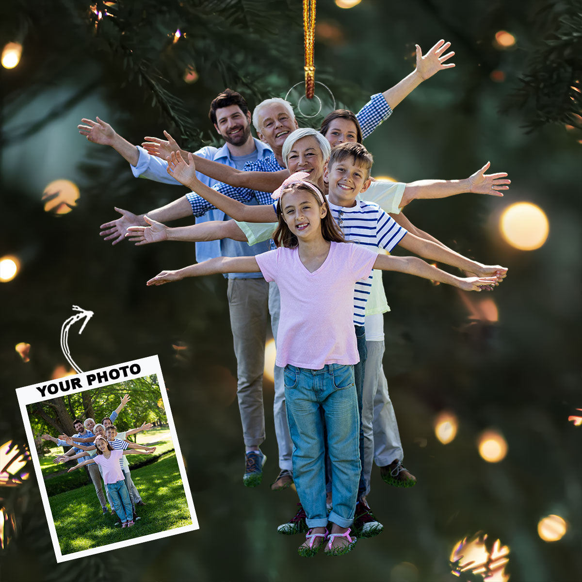 Under The Family Tree Personalized Photo Mica Ornament Christmas Gift For Family Family