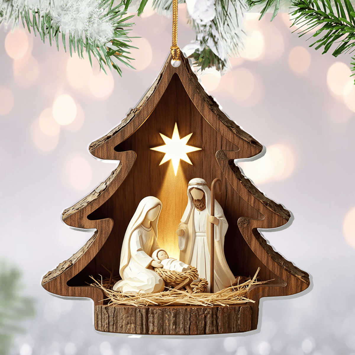 Under Tree Nativity Scene Christmas Ornament Xmas Home Decorations Christian Gifts