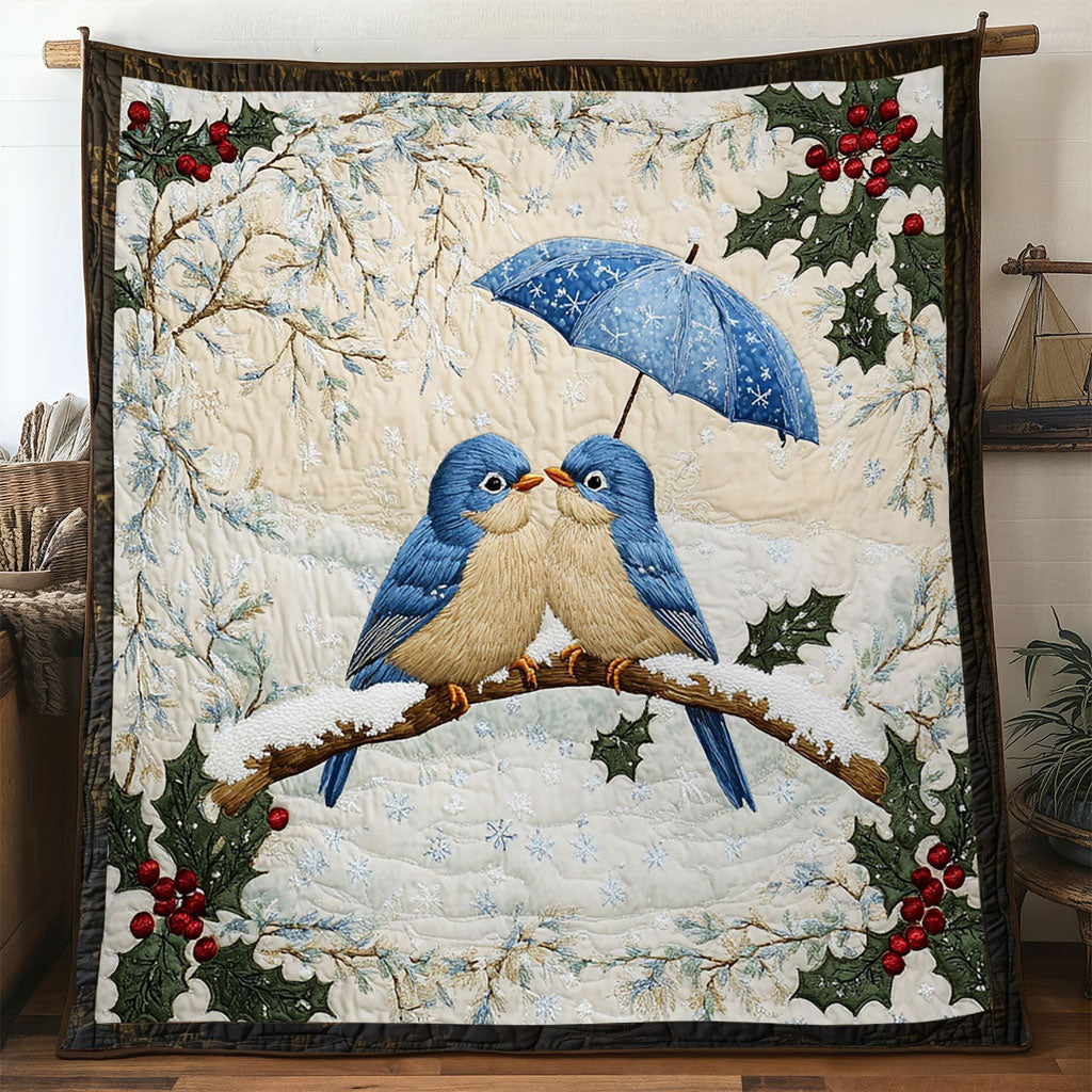 Under Umbrella Bluebird Quilt Trendy Quilt Blanket Gift for Modern Home