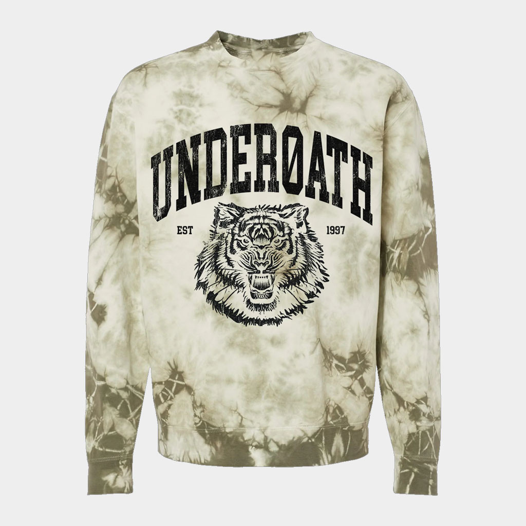 Underoath Merch Tiger Tie Dye Crewneck Underoath Sweatshirt Gifts For Rock Band Fans