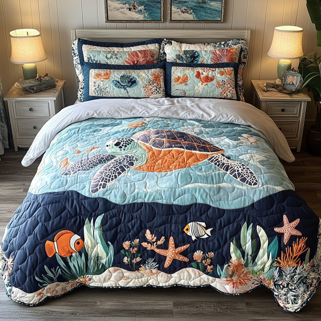 Undersea Paradise Quilted Bedding Set Twin Duvet Covers Ocean Themed Gift For Sister