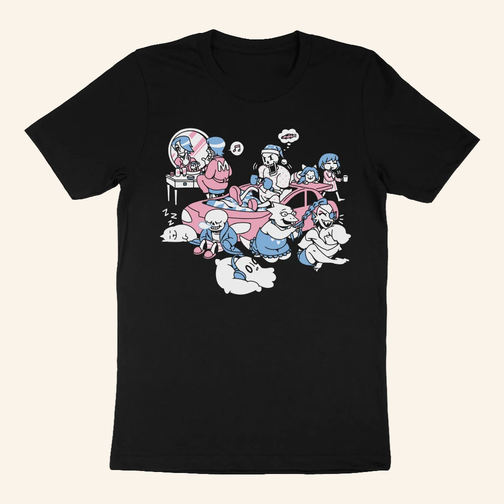 Undertale Merch Sleepover Black T-Shirt Birthday Ideas For Husband