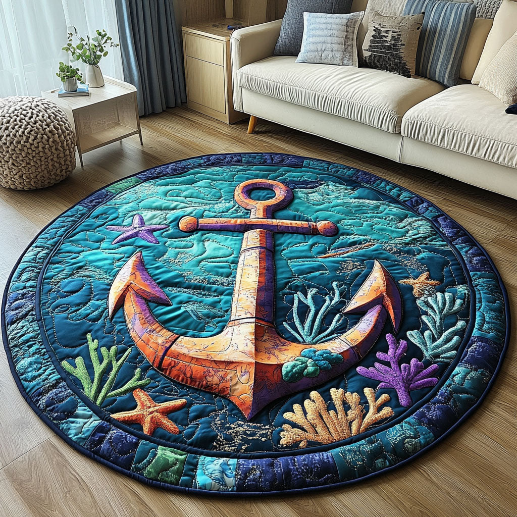 Underwater Anchor Quilted Round Mat Entryway Christmas Decor Ideas Best Gifts For Beach Lovers