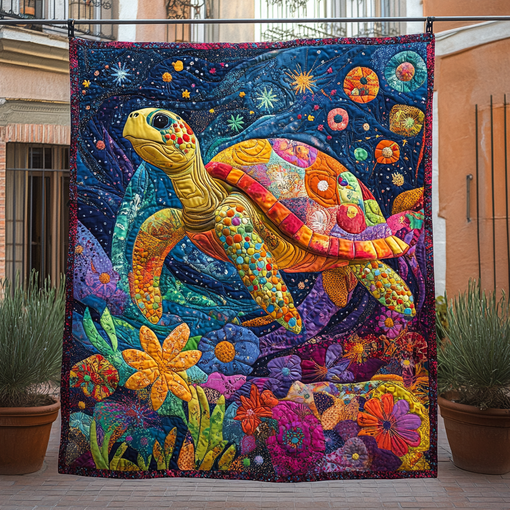 Underwater Odyssey Quilted Blanket Presents For Turtle Lovers