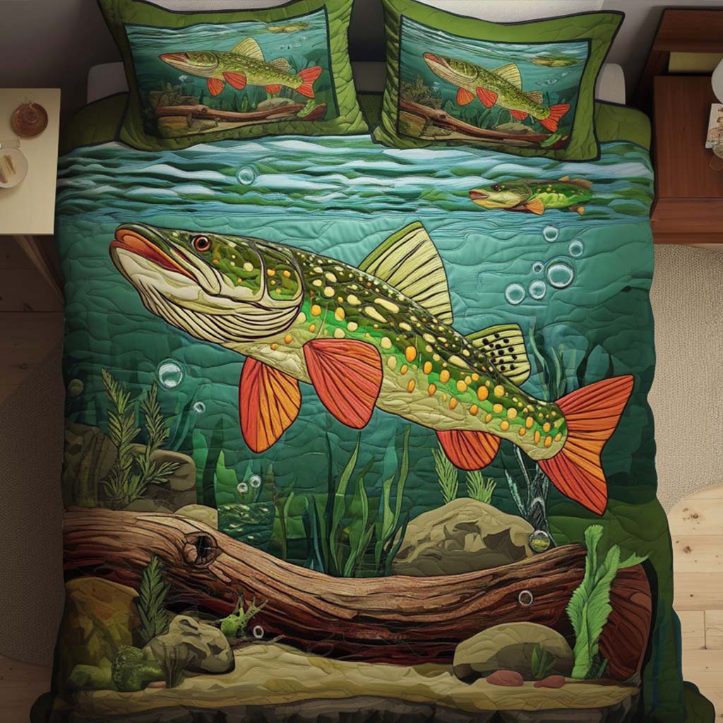 Underwater Royalty Quilted Bedding Set Holiday Duvet Cover Set Birthday Presents For Fishing Lovers