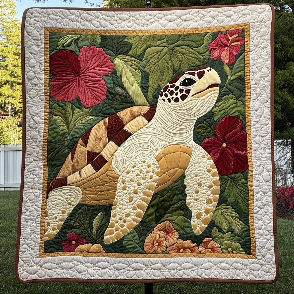 Underwater Shell Harmony Quilted Blanket Turtle Present Ideas