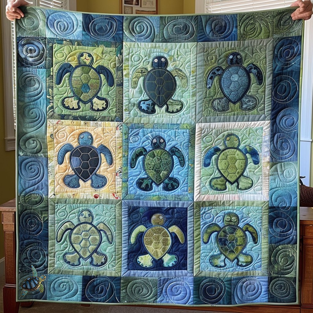 Underwater Turtle Xmas Quilted Blanket Blanket Coolf Gifts For Married Couples