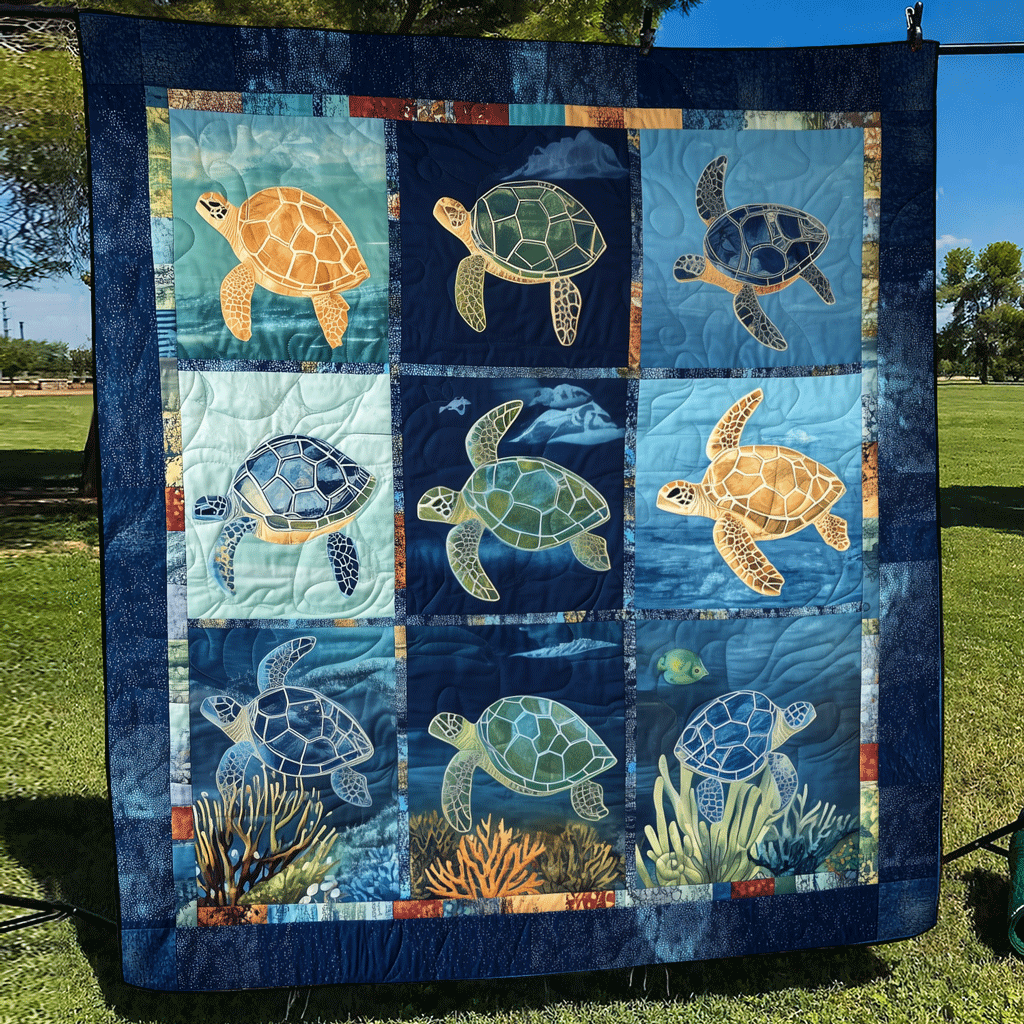 Underwater Utopia Quilted Blanket Presents For Turtle Lovers