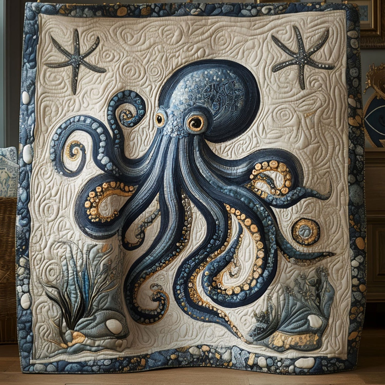 Underwater Wonder Quilted Blanket Best Couch Throw Blanket Cool Octopus Gifts