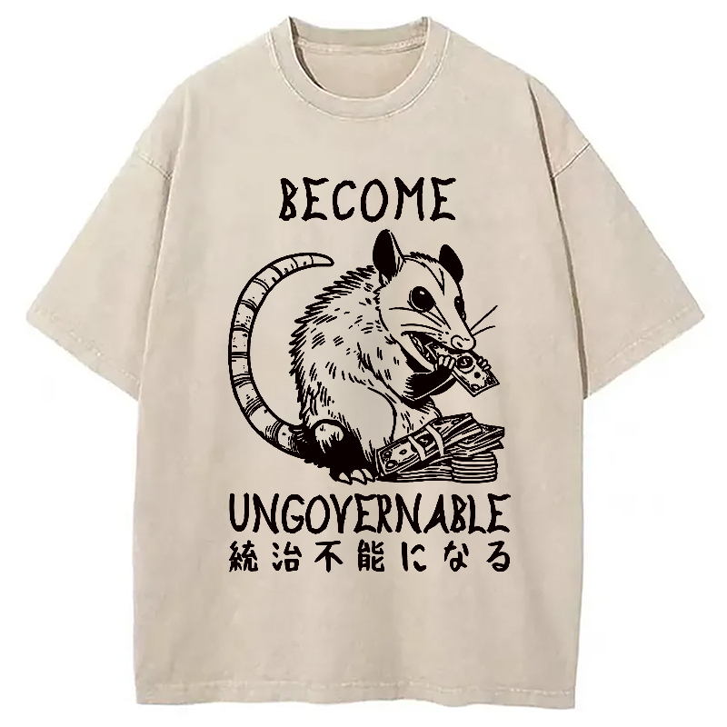 Ungovernable Opossum Washed T-Shirt Retro Humor Outfit Idea Gifts For Her