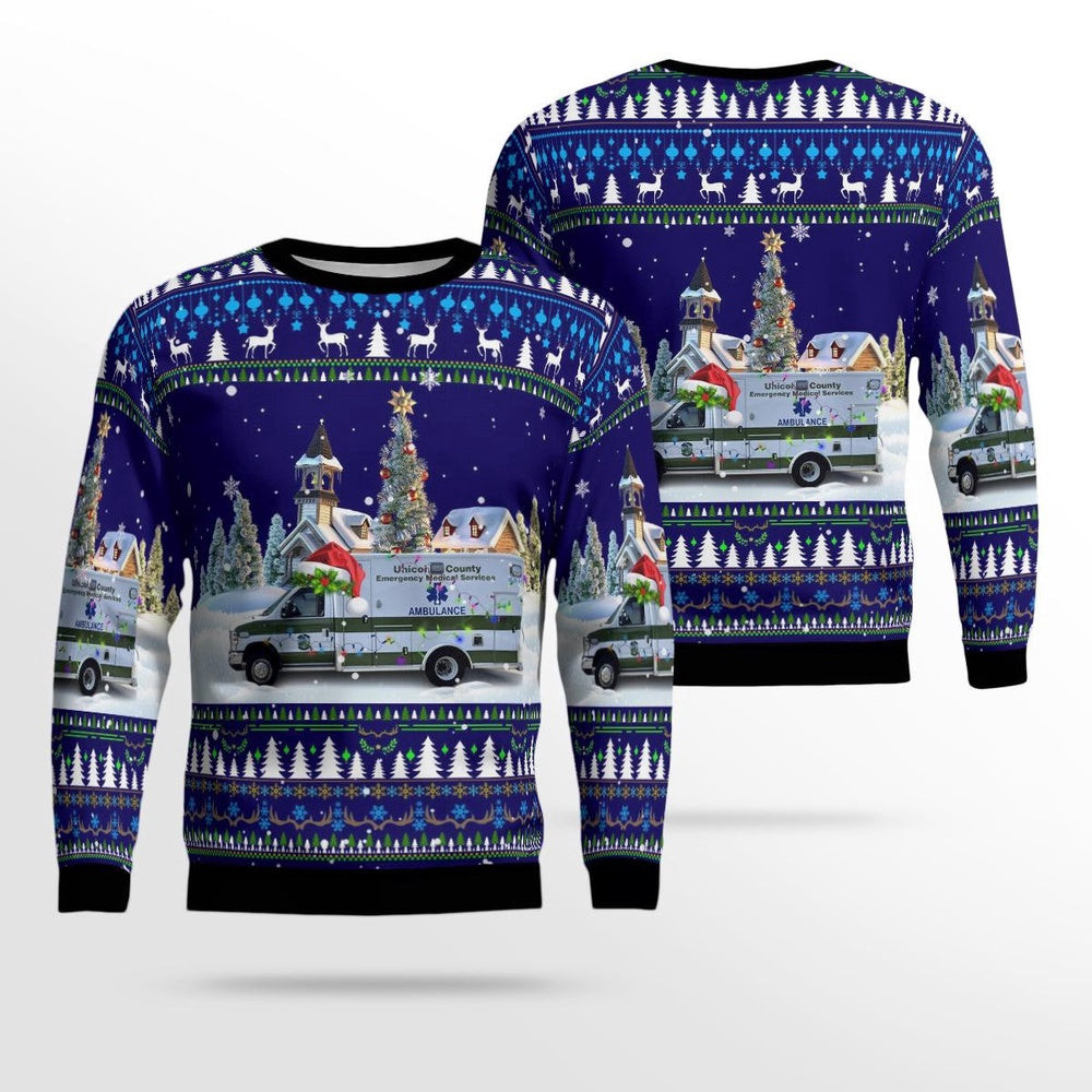Unicoi County Emergency Medical Services Erwin Tennessee Christmas AOP Ugly Sweater Unisex Christmas Gift