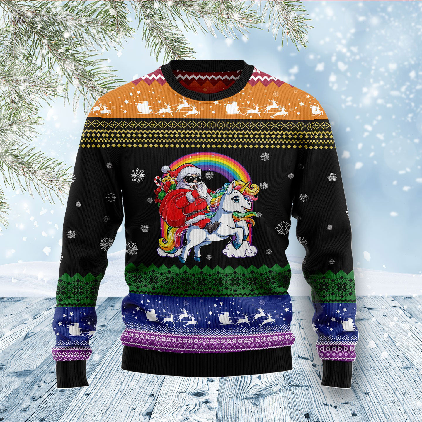 Unicorn And Santa Ugly Christmas Sweater Holiday Wear Christmas Gifts For Santa Claus Lovers