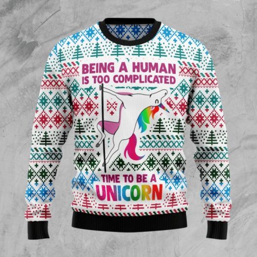 Unicorn Being A Human Ugly Christmas Sweater Funny Clothing Best Gifts For Unicorn Lovers