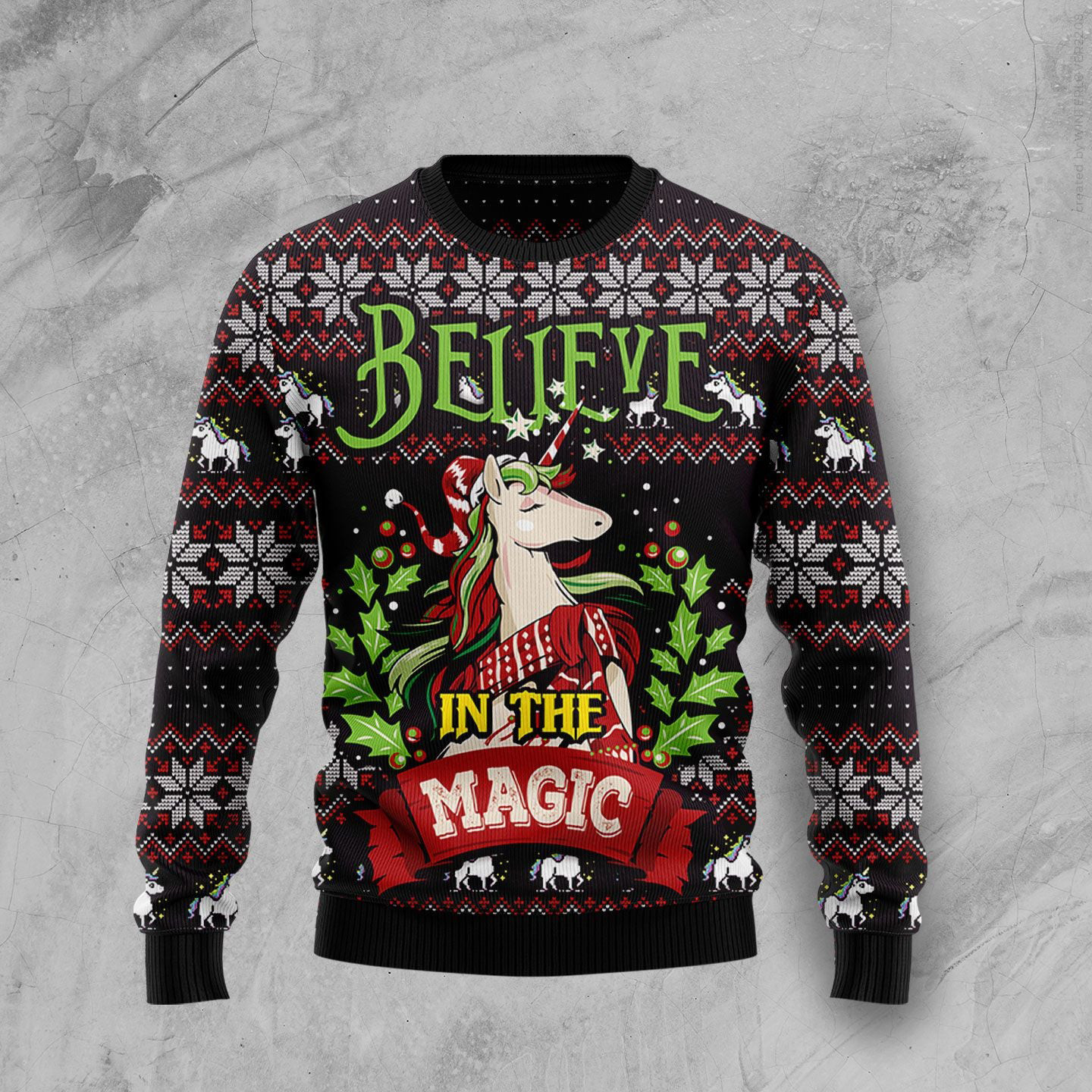 Unicorn Believe In The Magic Ugly Christmas Sweater Holiday Apparel Horse Christmas Presents