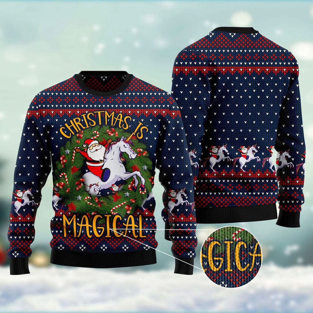 Unicorn Christmas Is Magical Ugly Christmas Sweater Funny Ugly Christmas Sweater Holiday Gifts