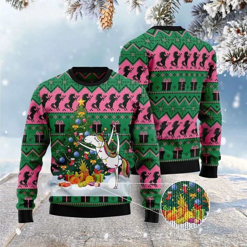 Unicorn Christmas Ugly Sweater Funny Unicorn Xmas Sweater Gifts For Boyfriend