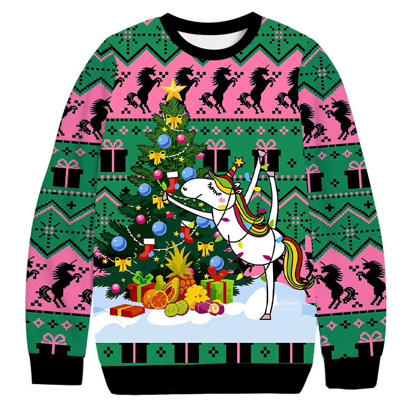 Unicorn Christmas Ugly Sweatshirt Funny Xmas Party Outfit Gift Ideas
