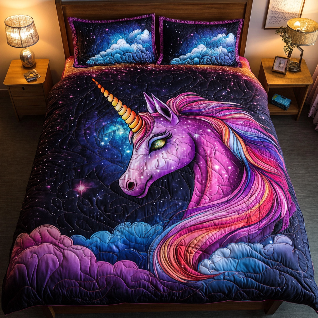 Unicorn Magic Quilted Bedding Set Cute Room Decor Unicorn Gifts For Women