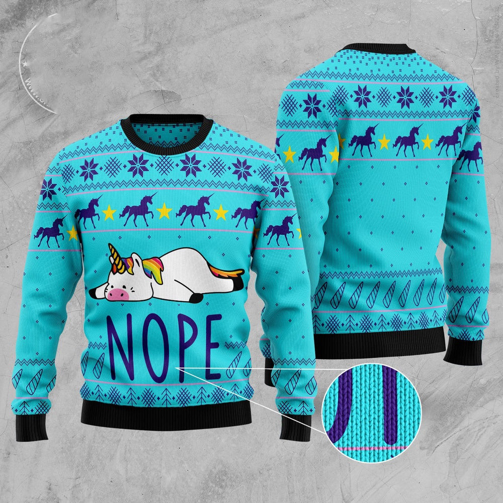 Unicorn Nope Ugly Christmas Sweater Funny Ugly Christmas Sweater Holiday Gifts
