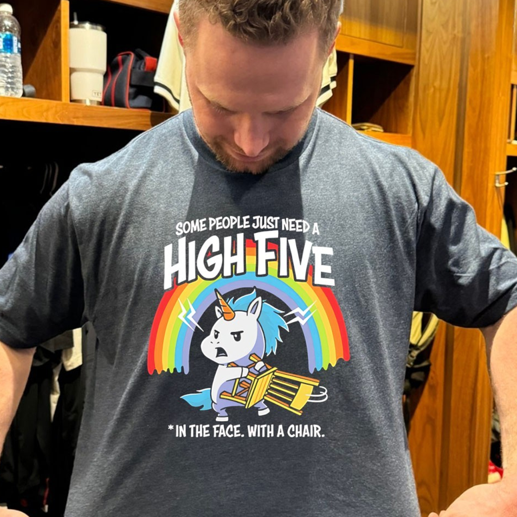 Unicorn Some People Just Need A High Five In The Face With A Chair Rainbow Shirt