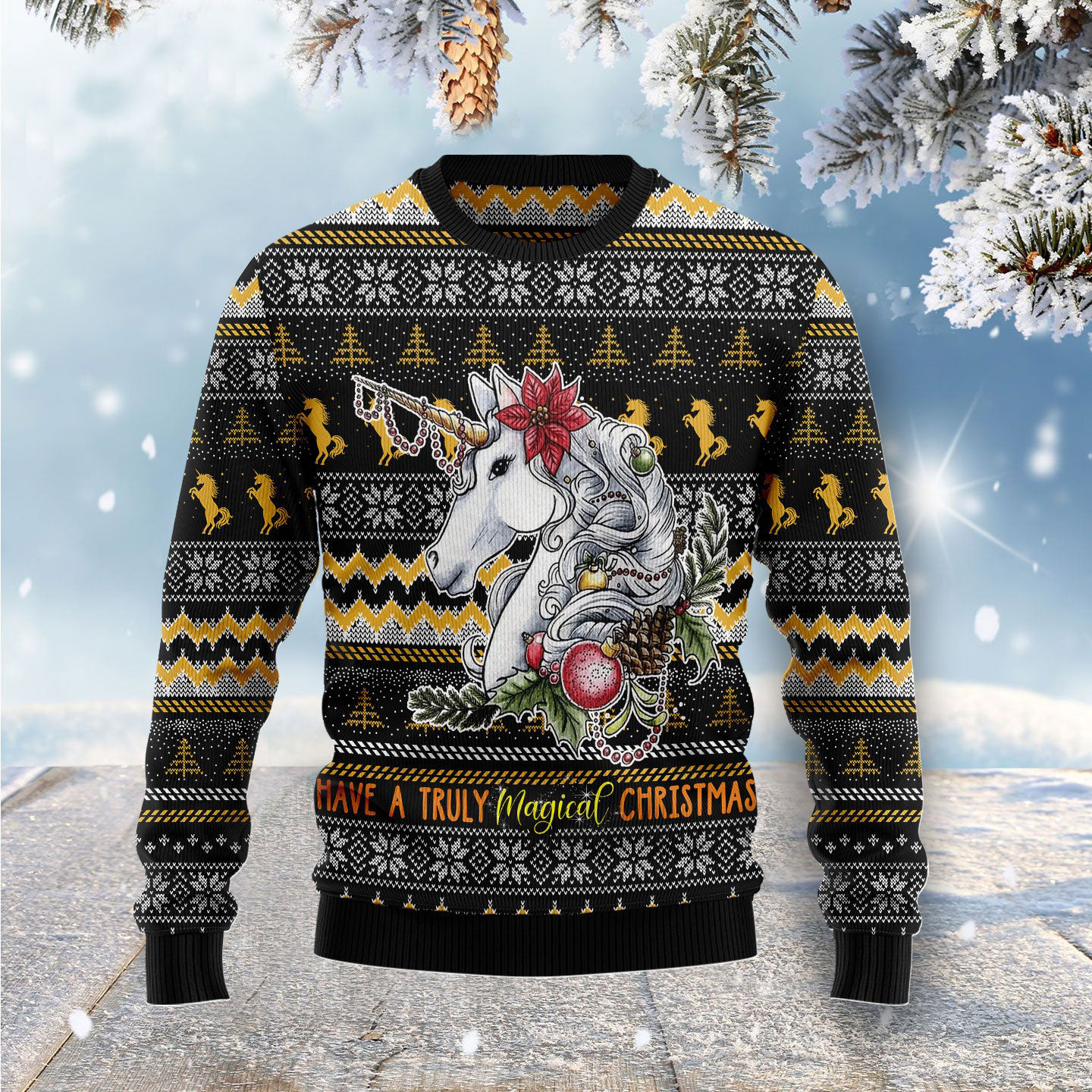 Unicorn Truly Magical Christmas Ugly Christmas Sweater Xmas Clothing Gifts For Childrens