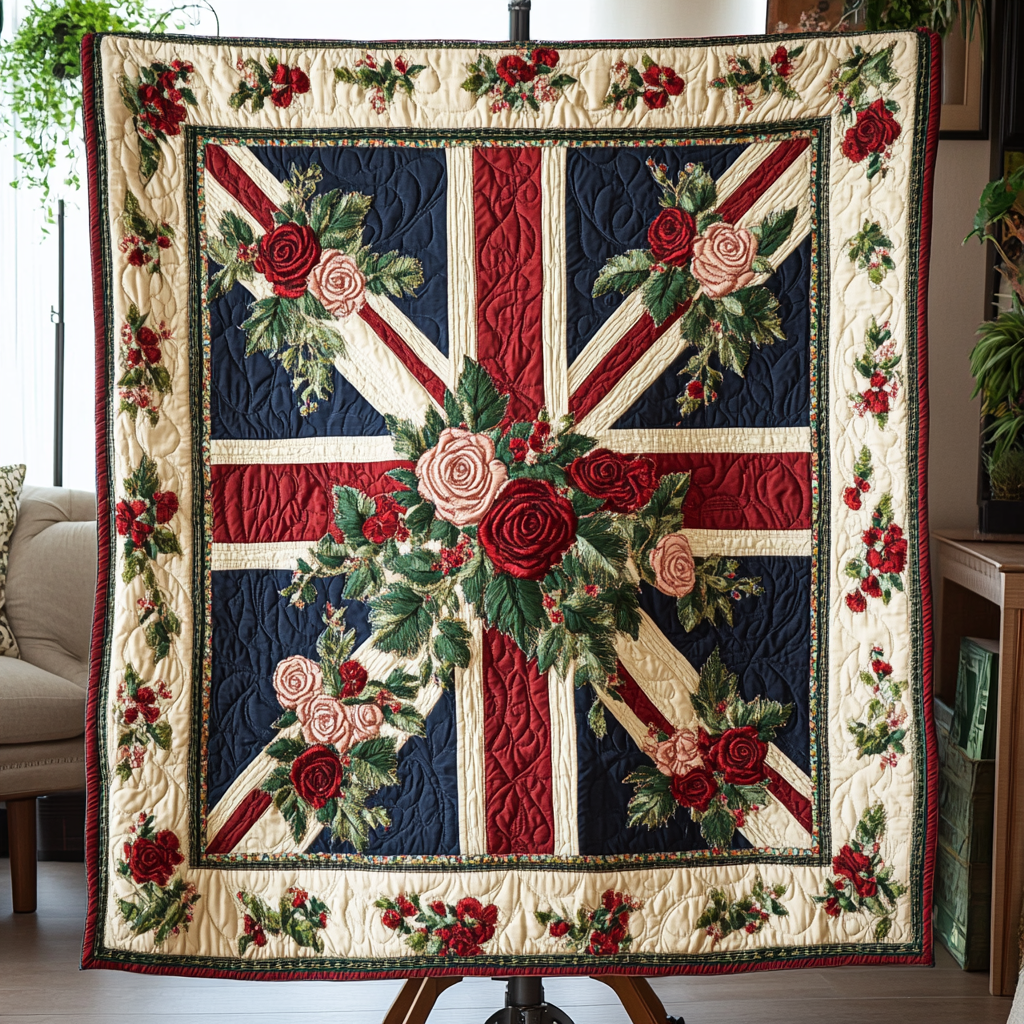 Union Blossom Quilted Blanket Bedroom Xmas Decor Gifts For People Who Love England