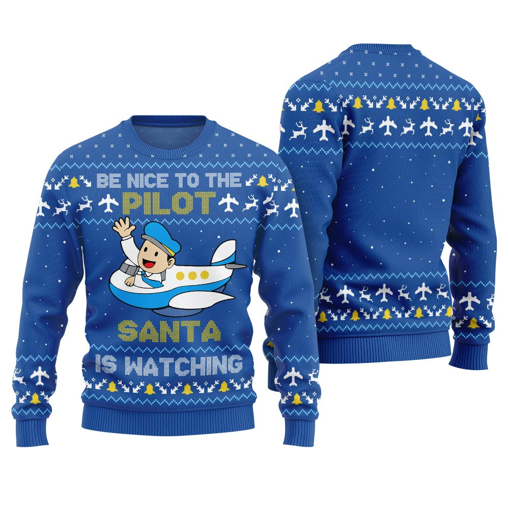 Unique Be Nice To The Pilot Ugly Xmas Sweater Royal Unique Holiday Merch Gift for Home and Family
