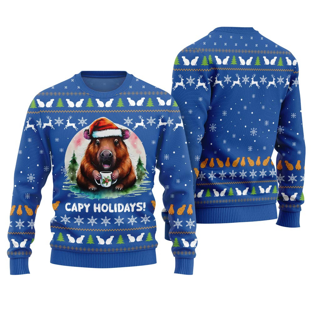 Unique Capymas Ugly Christmas Sweater Best Gift Idea for Christmas Enthusiasts