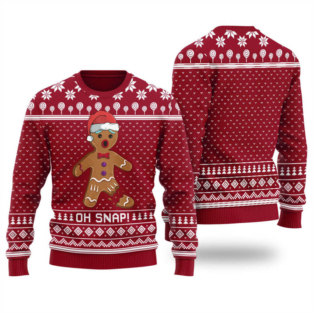 Unique Cardinal Red Oh Snap Gingerbread Ugly Xmas Sweater Trending Christmas Merch Gift 2025 Collection