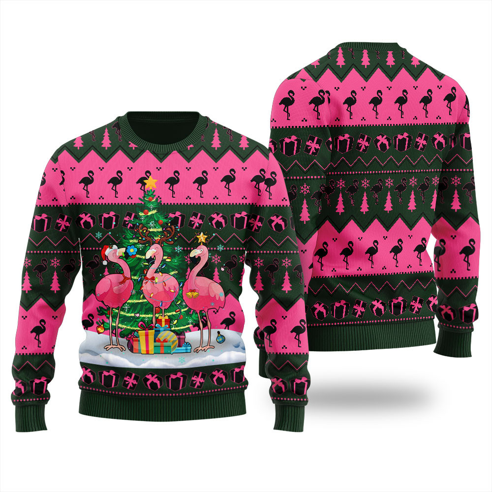 Unique Flamingo Ugly Christmas Sweater Personalized Christmas Sweatshirt Gift for Family