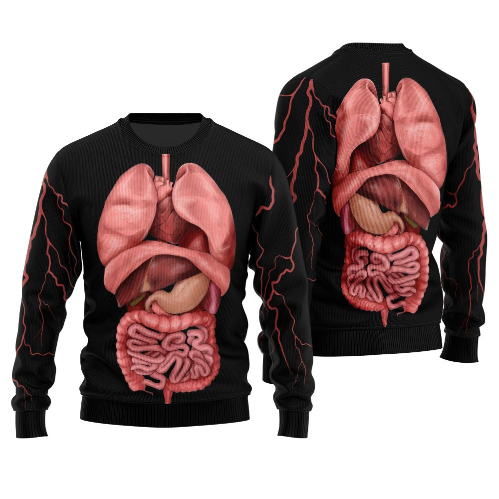 Unique Human Anatomy Ugly Sweater Black Casual Winter Sweatshirt for Daily Comfort