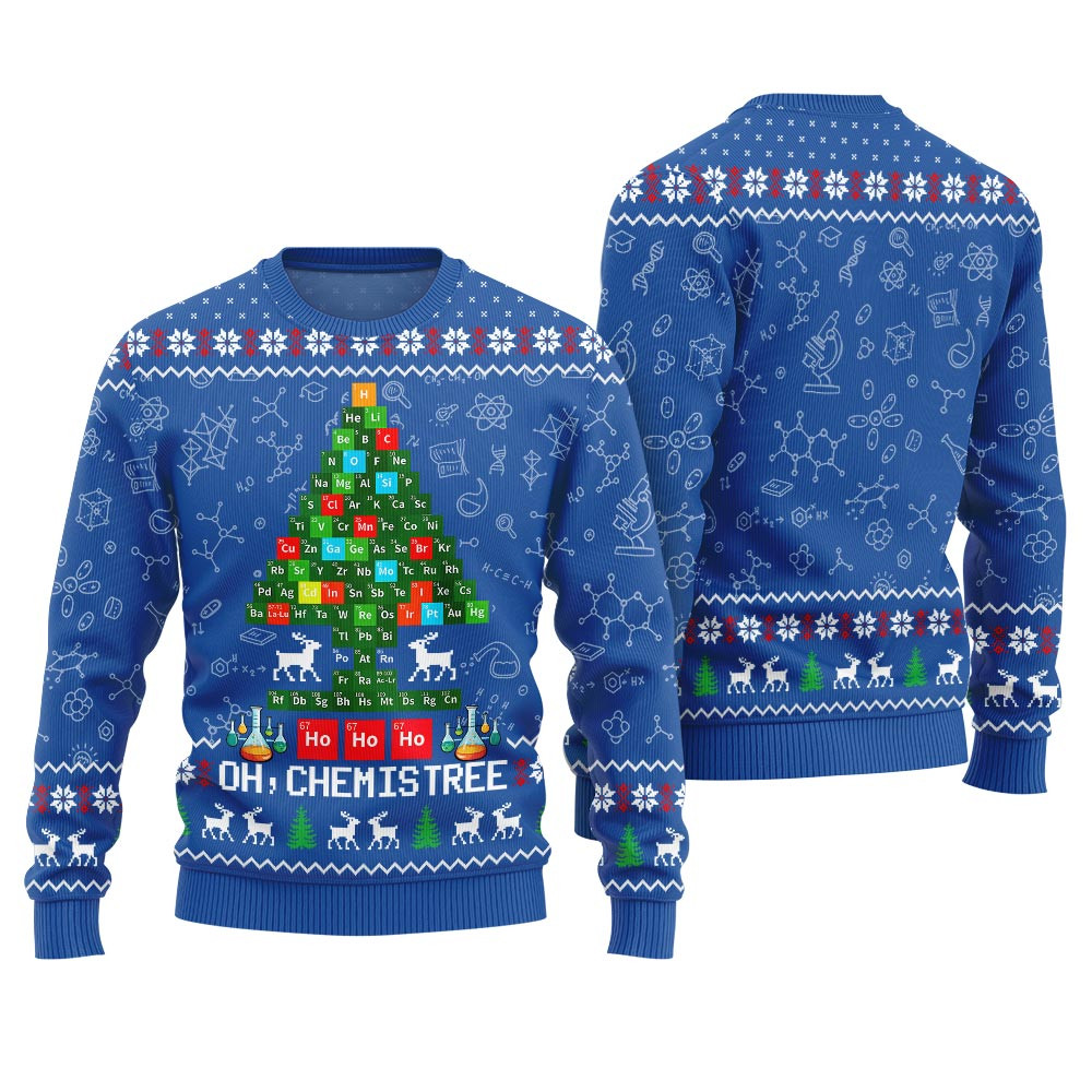 Unique Oh Chemistree Funny Xmas Sweater Royal Trendy Winter Sweatshirt for Cozy Moments
