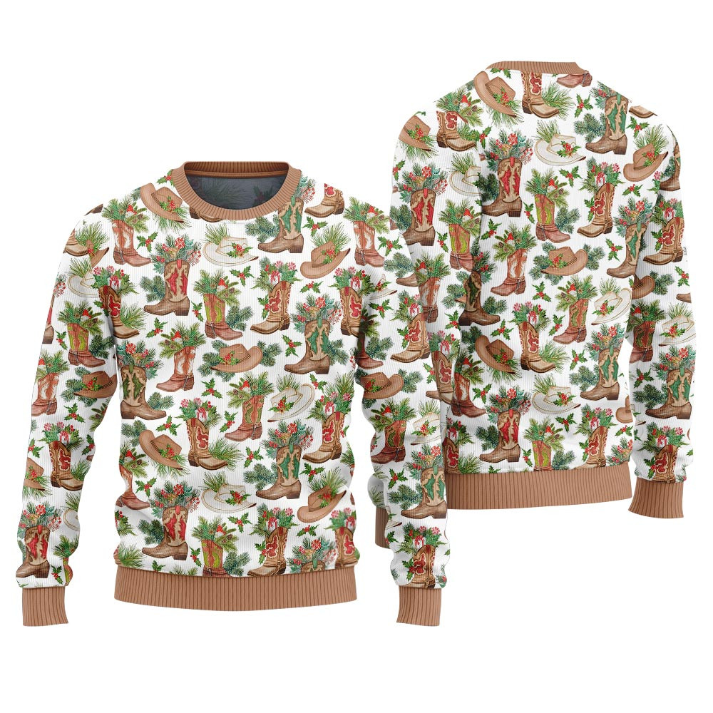 Unique Pattern Ugly Christmas Sweater Western Style Trendy Winter Sweatshirt for Cozy Moments