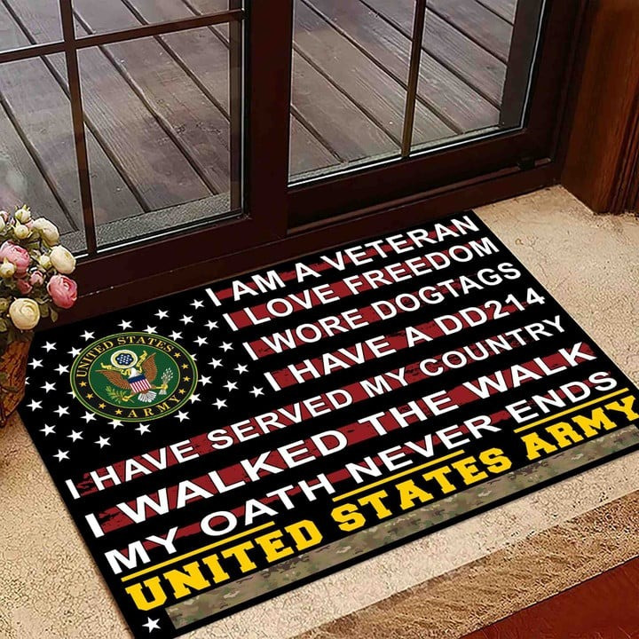Unique Proud To Be A US Army Doormat Gift for Dad and Husband on Veterans Day