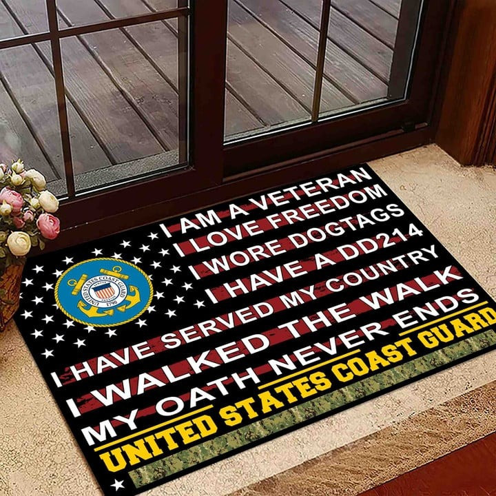 Unique Proud To Be A US Coast Guard Doormat Gift for Dad and Husband on Veterans Day