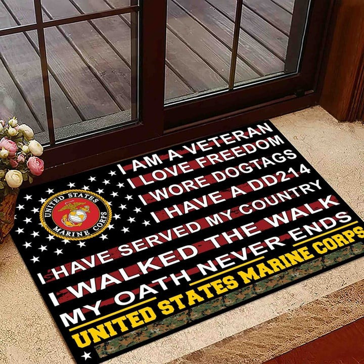 Unique Proud To Be A US Marine Doormat Gift for Dad and Husband on Veterans Day