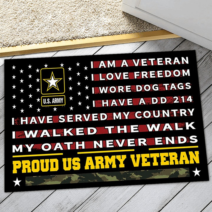 Unique Proud US Army Doormat Gift for Dad and Husband on Veterans Day