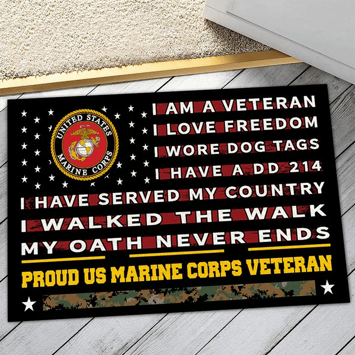 Unique Proud US Marine Doormat Gift for Dad and Husband on Veterans Day