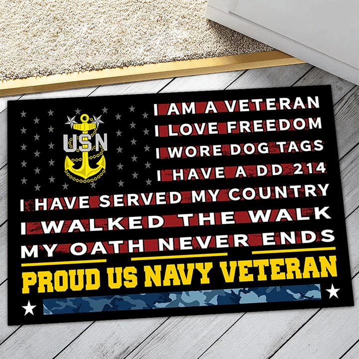 Unique Proud US Navy Doormat Gift for Dad and Husband on Veterans Day