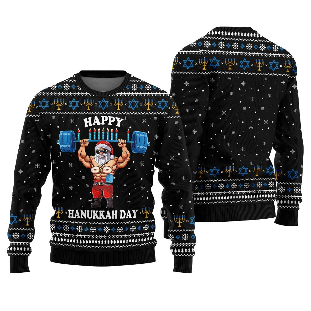 Unique Santa Swole Man Men Hanukkah Sweater Meaningful Holiday Gift Merch to Show You Care