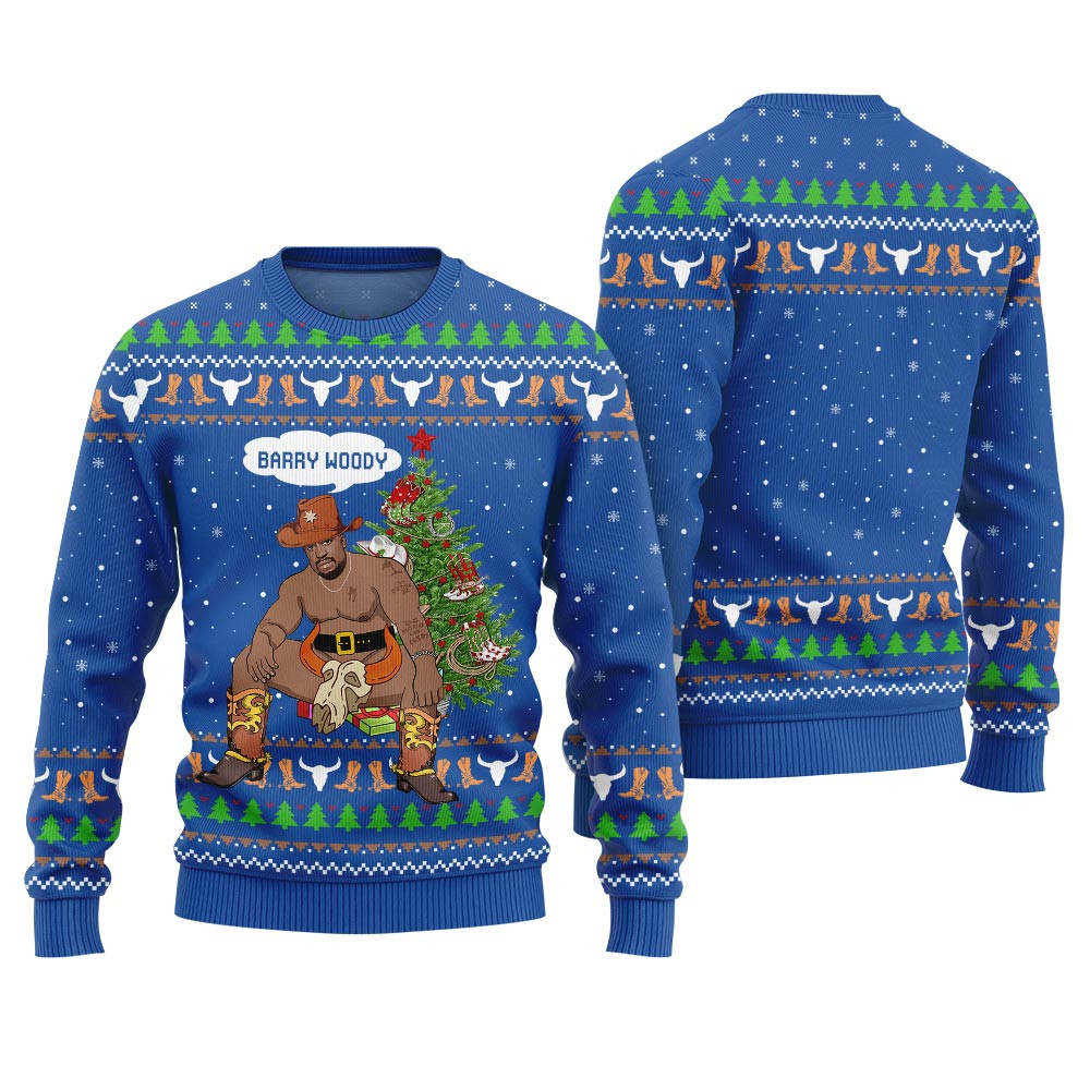 Unique Ugly Cowboys Christmas Sweater Barry Woody Royal Casual Winter Sweatshirt for Daily Comfort