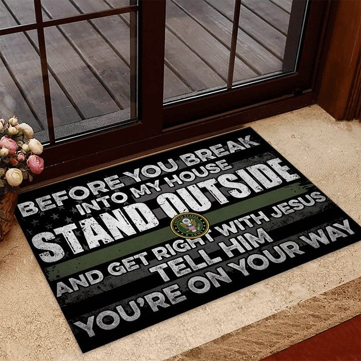 Unique US Army Doormat Gift for Dad and Husband on Veterans Day