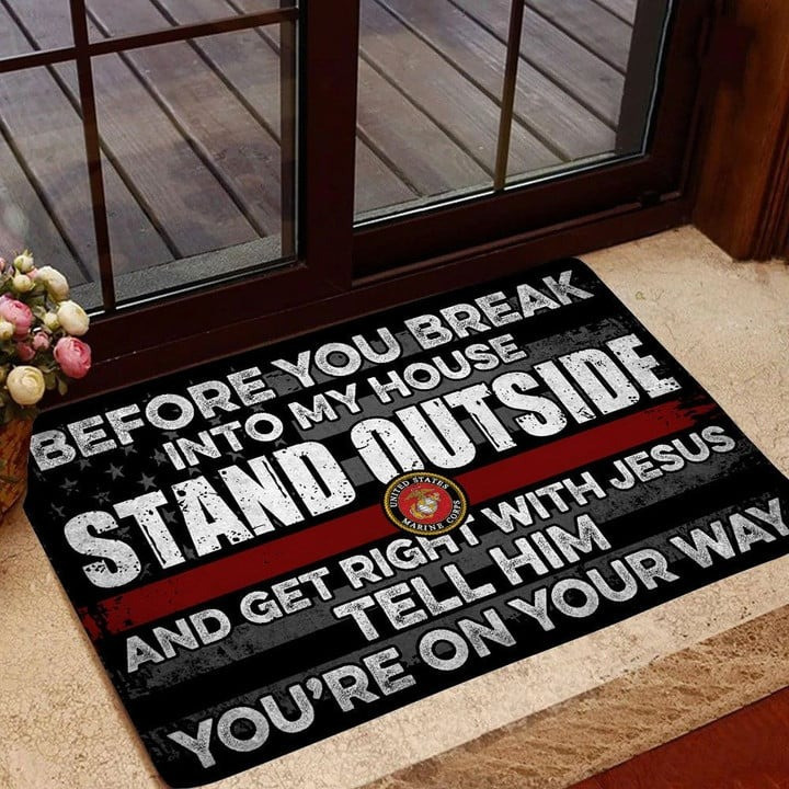 Unique US Marine Door Mat Ultra Soft Gift for Dad and Proud Militaries on Veterans Day