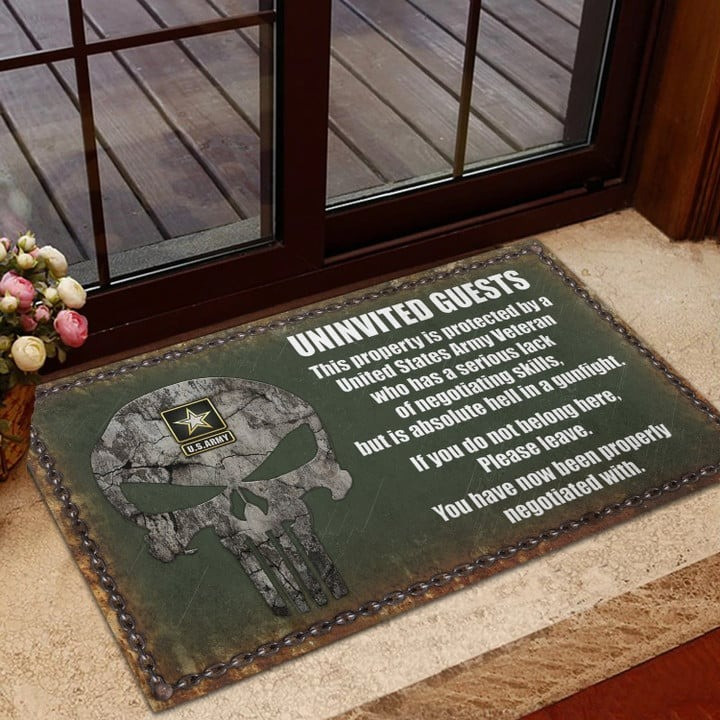 Unique US Multiple Service Army Doormat Gift for Dad and Husband on Veterans Day