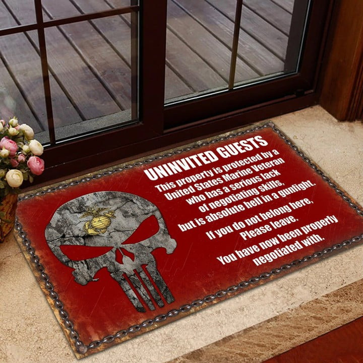 Unique US Multiple Service Marine Doormat Gift for Dad and Husband on Veterans Day
