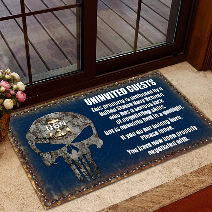 Unique US Multiple Service Navy Doormat Gift for Dad and Husband on Veterans Day