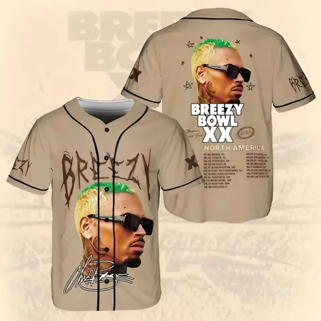 Unisex Breezy Tour 2025 Baseball Jersey Chris Brown Jersey Best Gift For Fans
