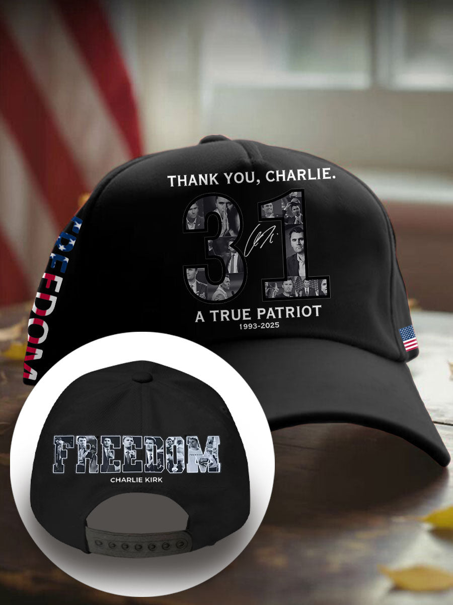 Unisex Freedom True Patriot Printed Hat Black We Are Charlie Kirk Merch