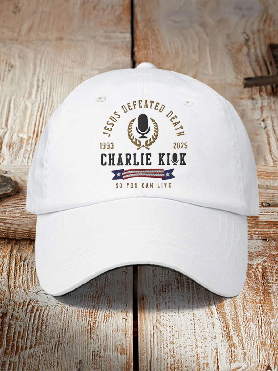 Unisex Jesus Defeated Death So You Can Live R I P Charlie Kirk Hat White Charlie Kirk Apparel
