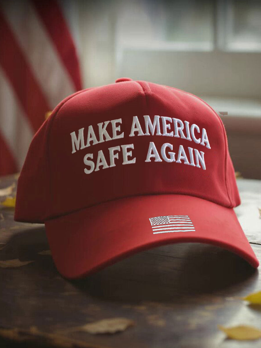 Unisex Make America Safe Again Flag Print Hat Red Charlie Kirk Memorial Shirt